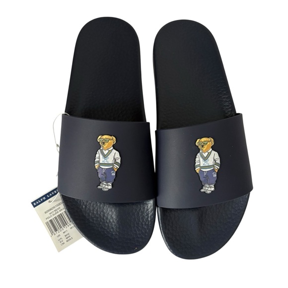 Polo Ralph Lauren Men’s Navy Blue Polo Bear Slides Size 11 NWT